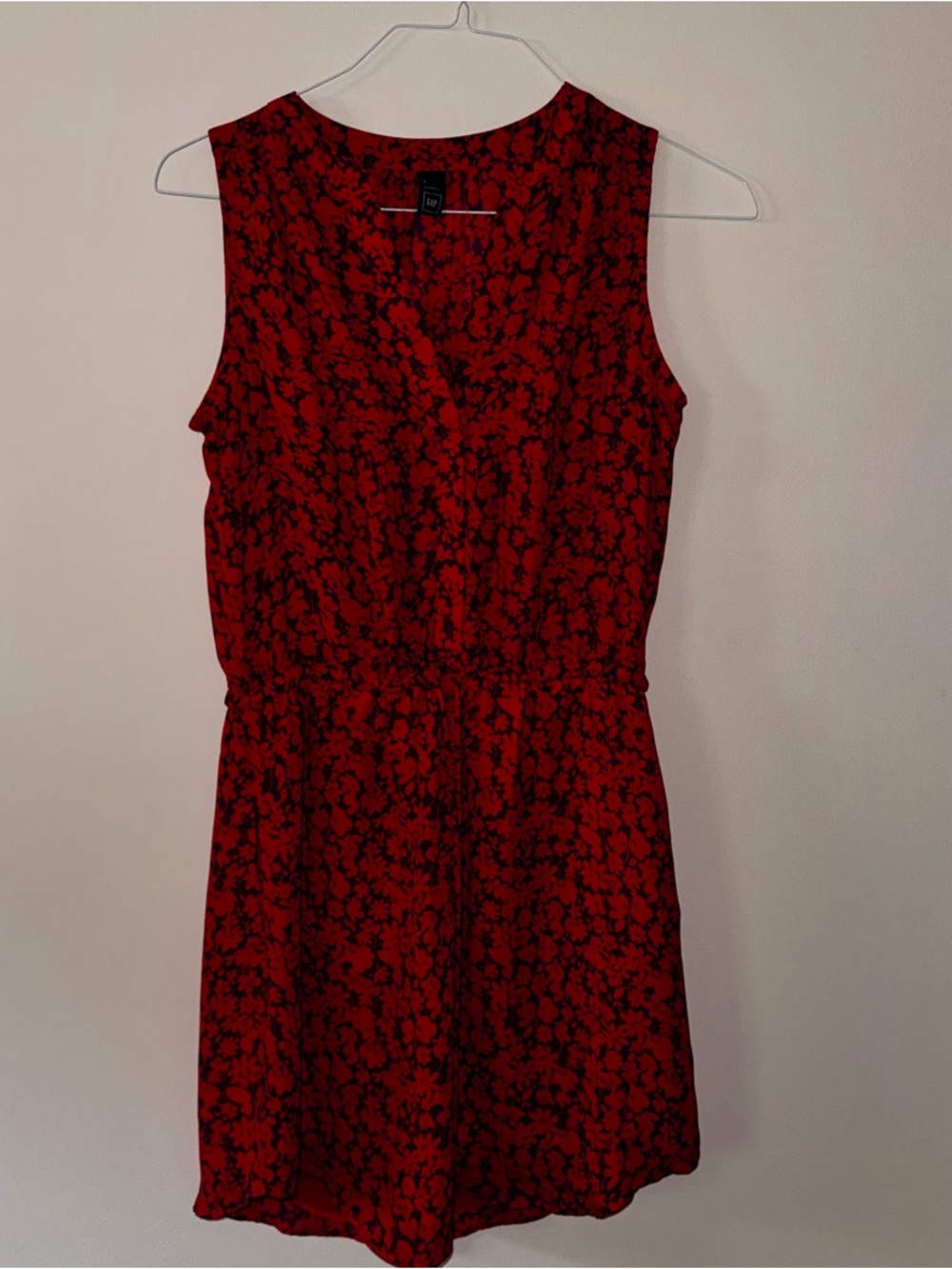 GAP Red and Purple Floral Sleeveless Mini Dress with Tie Waist